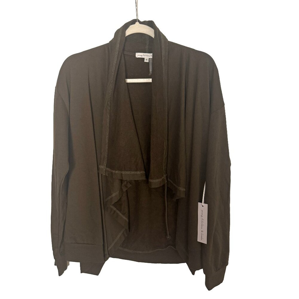 Young Fabulous & Broke Open Front Olive Green Waterfall Cardigan Size Small NWT